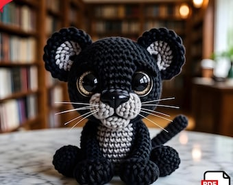 Black Panther Amigurumi Crochet Pattern (PDF), Beginner Jungle Animal Toy