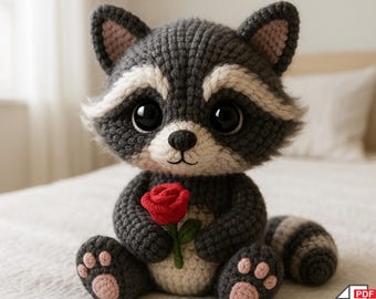 Amigurumi Raccoon Crochet Pattern – DIY Kawaii Plush Toy (PDF Download)