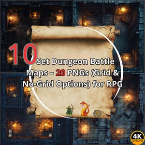 Epic Battle Map Pack: 10 RPG-kaarten in 20 png-bestanden (raster en niet-raster), 4K digitale download, rollenspel afdrukbaar terrein, DnD, Pathfinder.
