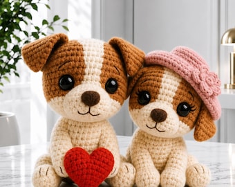 Jack Russell Siblings Amigurumi Pattern PDF, Boy & Girl Puppy Plush Tutorial, Crochet Digital Download
