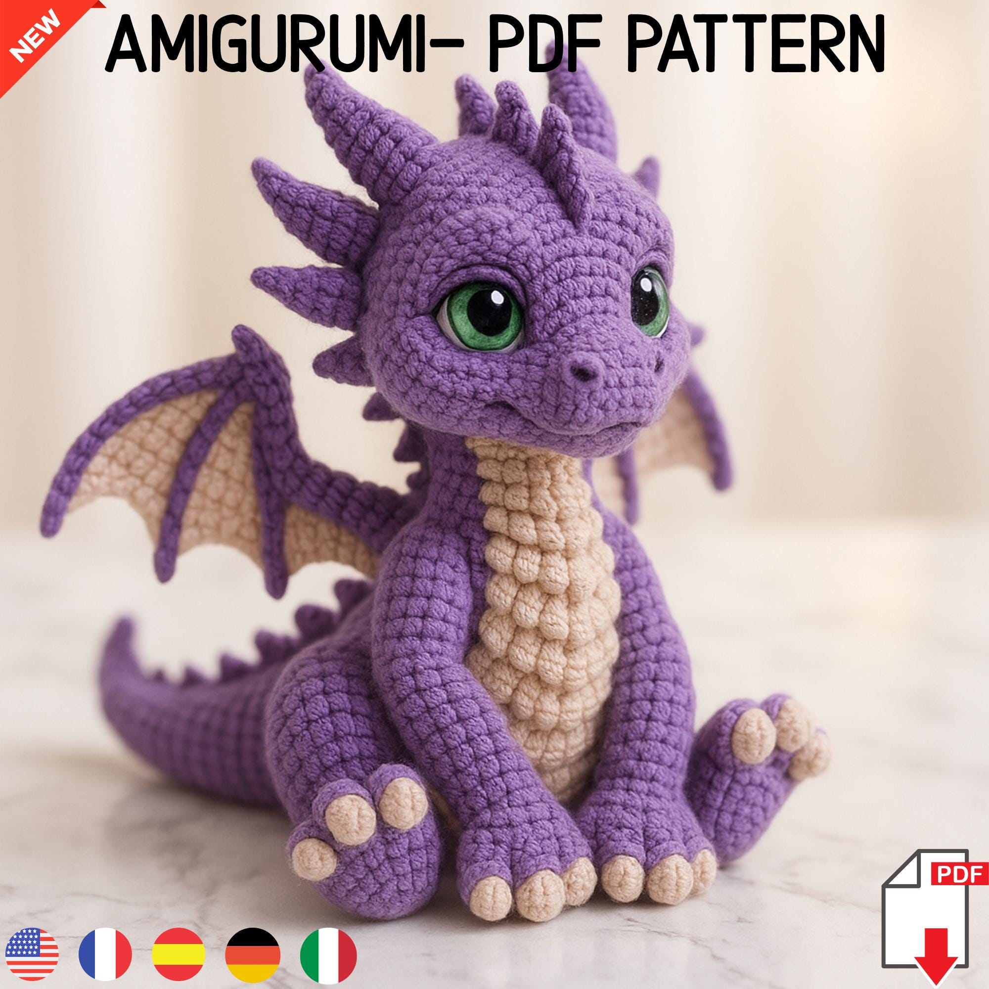 Amigurumi 3d Purple Dragon Crochet Pattern – DIY Stuffed Animal