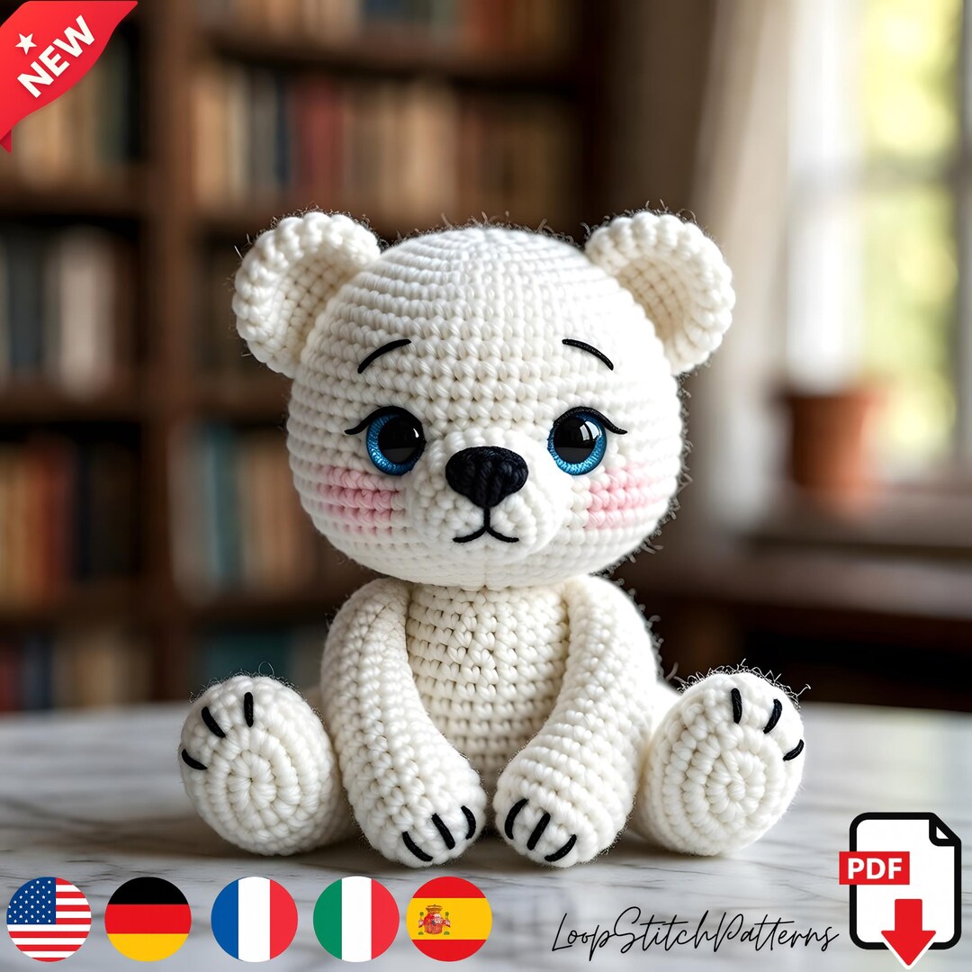 Polar Bear Amigurumi Crochet Pattern, Sitting Plush Toy, Beginner PDF ...