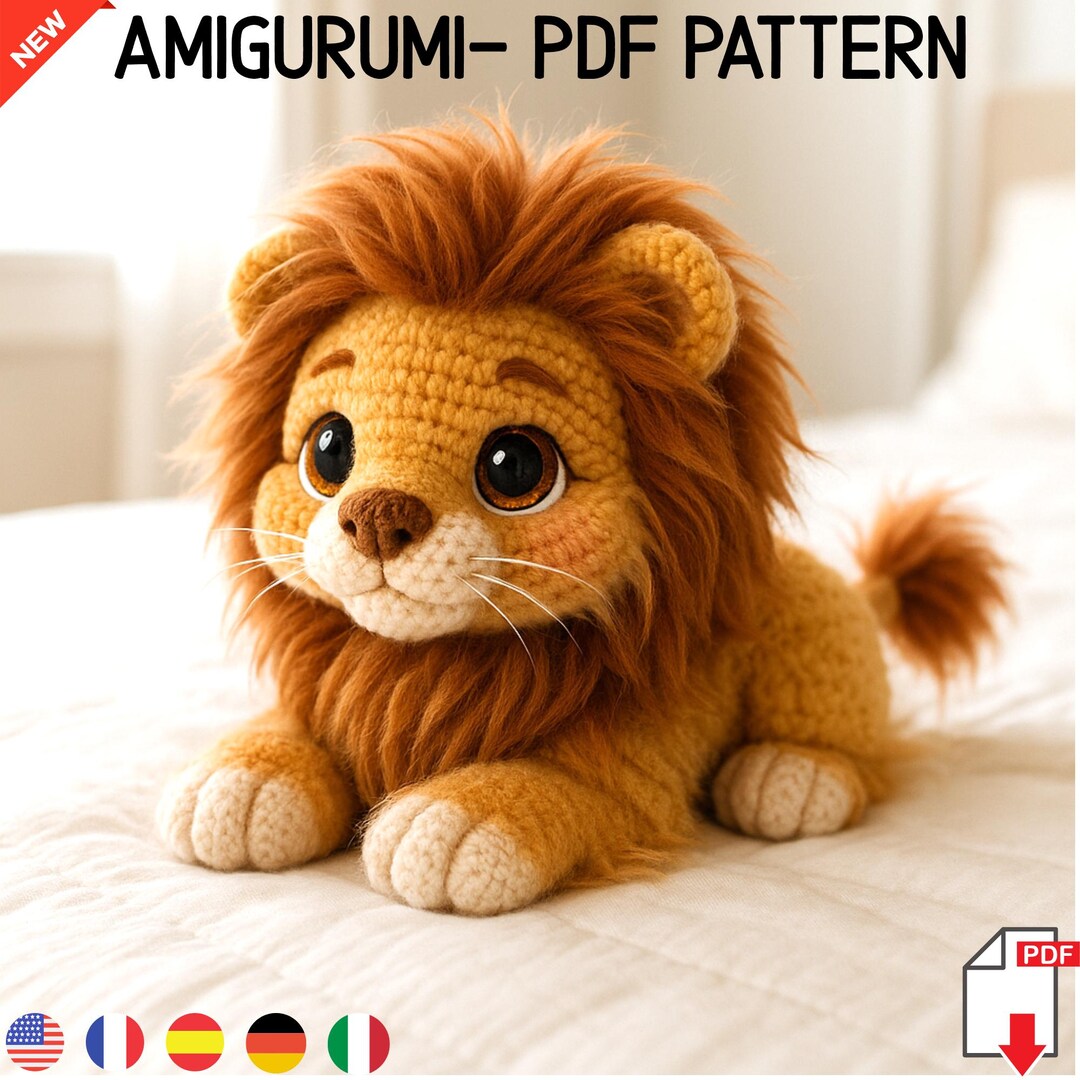 Kawaii Lion Amigurumi Crochet Pattern – Stuffed Animal Toy (PDF ...