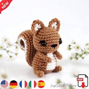Patrón de amigurumi de ardilla bebé, PDF de peluche de ganchillo, tutorial de juguete de peluche pequeño