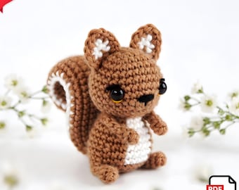 Baby Squirrel Amigurumi Pattern, Crochet Plush Animal PDF, Small Stuffed Toy Tutorial