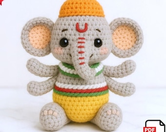 Amigurumi Ganesh Crochet Pattern – DIY Kawaii Elephant Plushie (PDF Download)