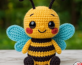 Amigurumi Bee Crochet Pattern – Easy DIY Plushie Tutorial, Cute Kawaii Stuffed Animal, PDF Download, Gift for Kids