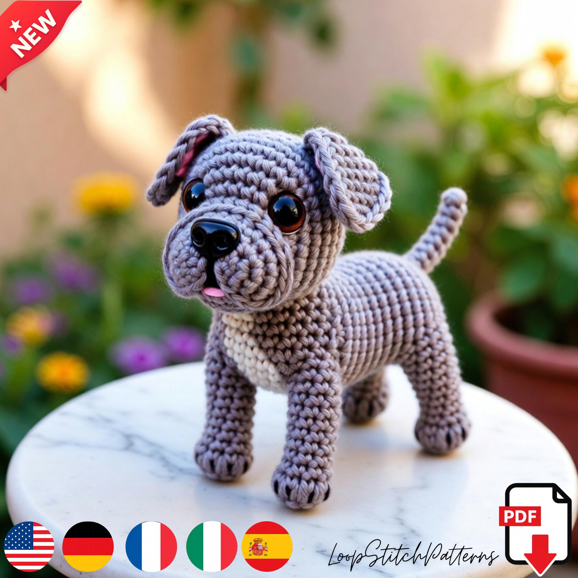 30 Pitbull Crochet Patterns for Amigurumi, Blankets, Pillows, and More 4 Gray Pitbull Puppy Plush Pattern PDF