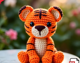 Amigurumi Tiger Crochet Pattern – Easy DIY Plushie Tutorial, Kawaii Stuffed, PDF Download