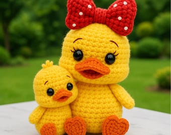 Duck Family Amigurumi Pattern PDF, Mother & Baby Duck Plush Tutorial, Cute Bird Crochet Digital Download