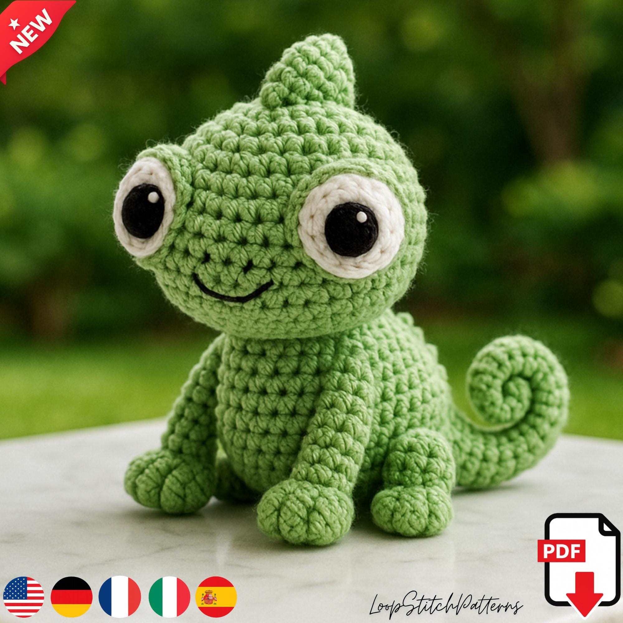 30 Chameleon Crochet Patterns to Stitch for Gifts, Decor, and Playful Amigurumi 28 Amigurumi Chameleon Crochet Pattern – DIY Kawaii Plushie (PDF Download)