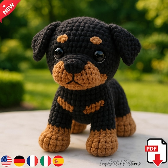 → View on Etsy: Amigurumi Rottweiler Dog Crochet Pattern – Easy DIY Plushie Tutorial, Cute Kawaii Stuffed Animal, PDF Download, Gift for Kids Amigurumi Rottweiler Dog Crochet Pattern – Easy DIY Plushie Tutorial, Cute Kawaii Stuffed Animal, PDF Download, Gift for Kids
