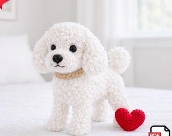 Amigurumi Realistic Whait Poodle Dog Crochet Pattern: DIY Kawaii Plushie (PDF Download)
