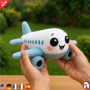 Patrón de amigurumi de avión a crochet – Tutorial para crear un juguete de peluche (Descarga en PDF)