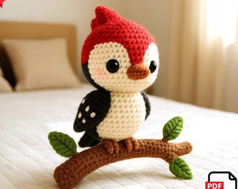 Amigurumi Woodpecker Crochet Pattern – DIY Plush Bird (PDF Download)