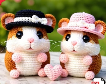 Amigurumi Hámster Couple Crochet Pattern (Boy & Girl) – Easy DIY Plushie Tutorial, Kawaii Stuffed, PDF Download, Gift for Kids