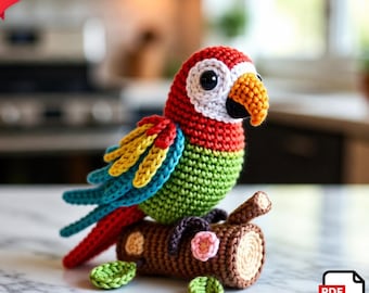 Parrot Amigurumi Crochet Pattern, Realistic Bird Plush Toy (PDF Download)