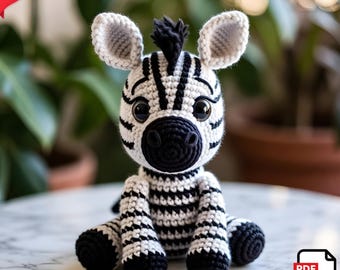 Crochet Zebra Pattern – Amigurumi Plush Toy, DIY Tutorial (PDF Download)