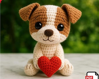 Modèle au crochet d'un chien Jack Russell amigurumi – Tutoriel facile pour créer une peluche, adorable animal en peluche kawaii, téléchargement PDF, idée cadeau originale