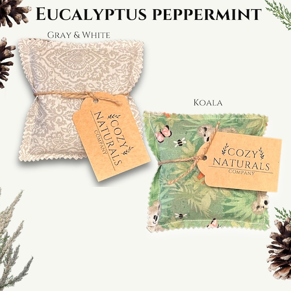 Eucalyptus Peppermint Sachet.  Non-toxic  with organic materials.  Place around your home to fill air with fresh and clean fragrance scent