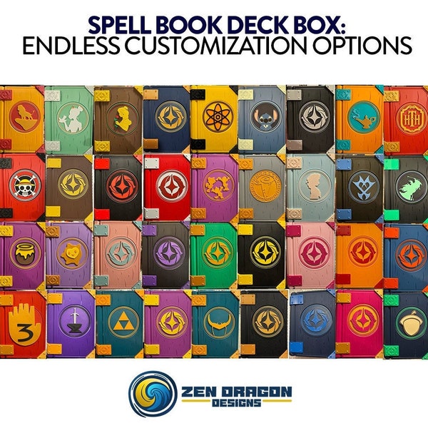Lorcana Spell Book Deck Box w/Accessory & Token Dice Inserts, Damage Counters + Optional Magnetic Closure for Lorcana TCG Trading Card Game