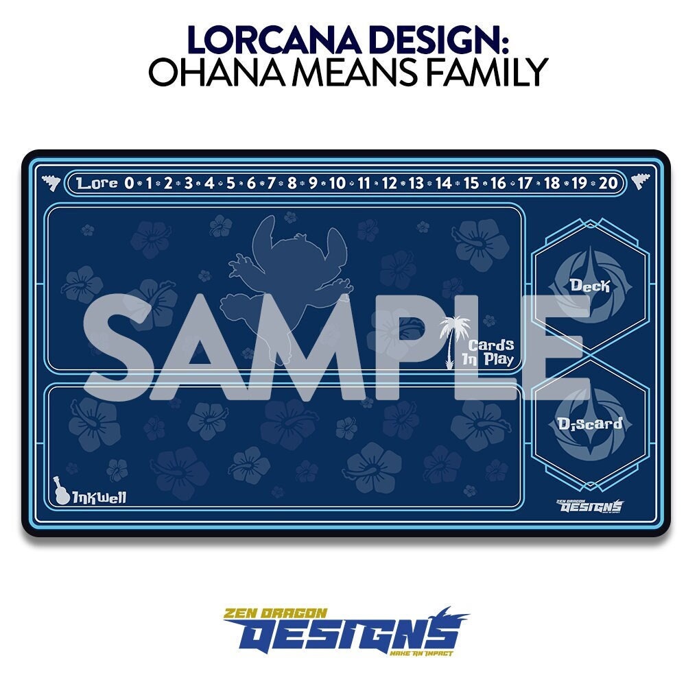 Ohana Means Family, Tapis de jeu Lorcana pour jeu de cartes à collectionner