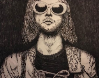 Kurt Cobain (nirvana) 1990 A6 Photo With PRINTED Signature