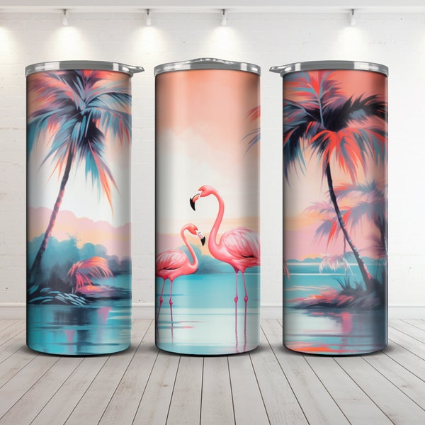 Beautiful Flamingo Tumbler Wrap design, 20 oz tumbler wrap, instant download,20 oz Skinny Tumbler Sublimation Design, flamingo wrap