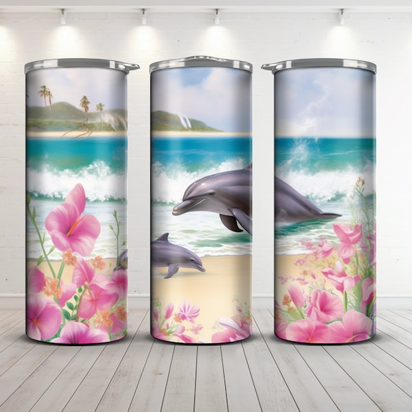 Dolphin Tumbler Wrap, 20 oz tumbler wrap, sublimation design, instant download, animal tumbler, digital download, gifts for her