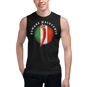 Beware Malocchio Italian horn unisex Muscle Shirt