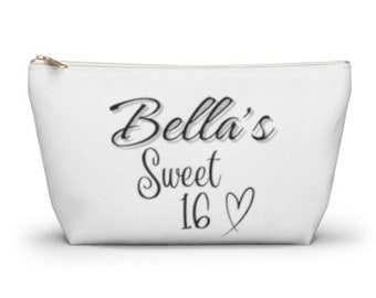 Gepersonaliseerde sweet 16-feestbedankje, make-uptas, accessoiretas, cadeau voor verjaardag, 16e verjaardag, aangepast verjaardagscadeau, cadeau voor nichtje, gunst