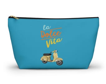 La dolce vita, travel bag , destination Italy , birthday gift, makeup bag , accessory bag