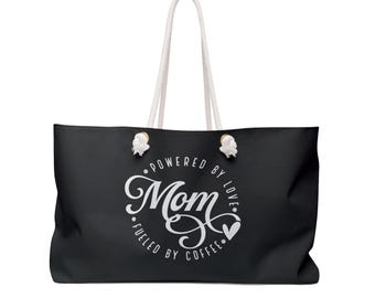 Mom-weekendtas, moeder aangedreven door liefde gevoed door koffie draagtas, geweldig cadeau voor familieleden, reiszwembad en strand. Moederdagcadeau