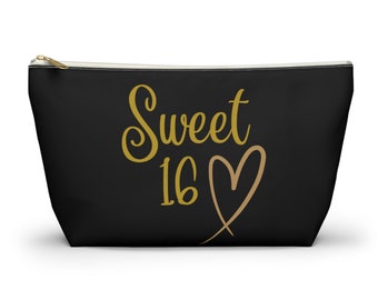 Make-uptasje Sweet 16 feestbedankje, accessoiretasje, verjaardagscadeauzakje, cadeau 16e verjaardag