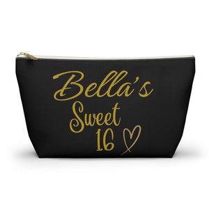 Personalized , sweet 16, party favor, makeup bag , accessory bag