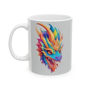 Dragon Ceramic Mug, Mystical Fantasy Creature Tea Cup, Unique Home Decor, Gift for Dragon Lover, 11oz and 15oz Sizes, Coffee Mug, Novelty