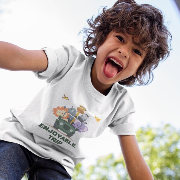Kinder T-Shirt "Enjoyable Trip" | T-Shirt cooler Spruch | T-Shirt Dinomotiv | T-Shirt Kindergeburtstag | Geschenkidee für Jungs & Mädchen