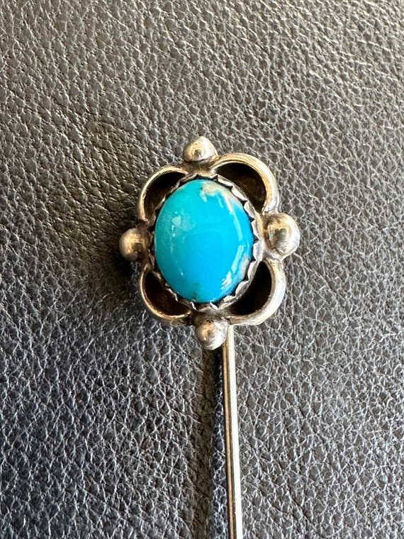 Sterling Silver and Turquoise Stick Pin - image 1