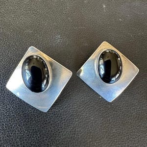 803. Sterling Silver Onyx Post Earrings