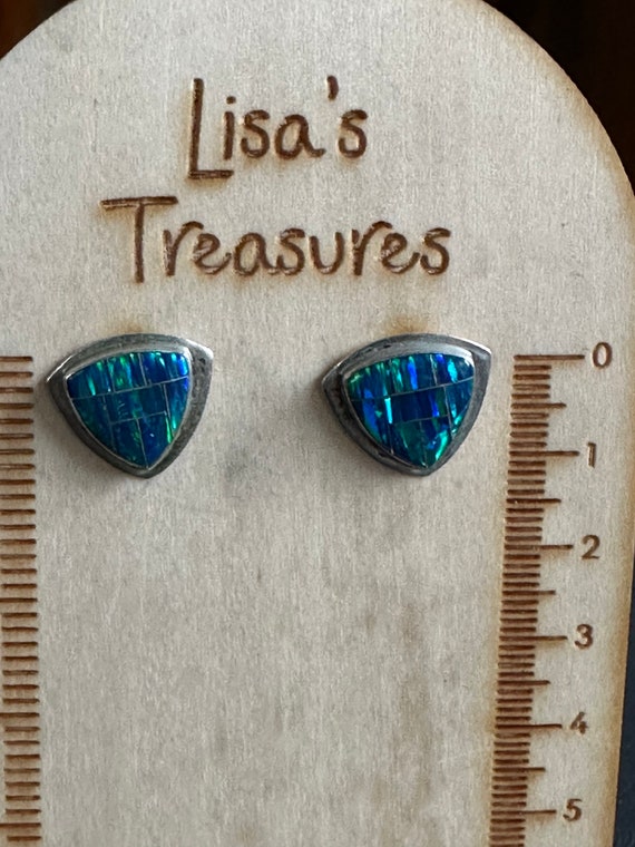 Zuni Sterling Silver Fire Opal Earrings mbc
