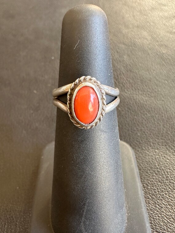 Sterling Silver Coral Ring