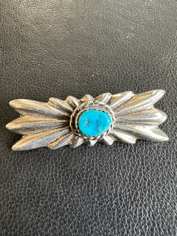 Sterling Silver and Turquoise Navajo Pin - image 1