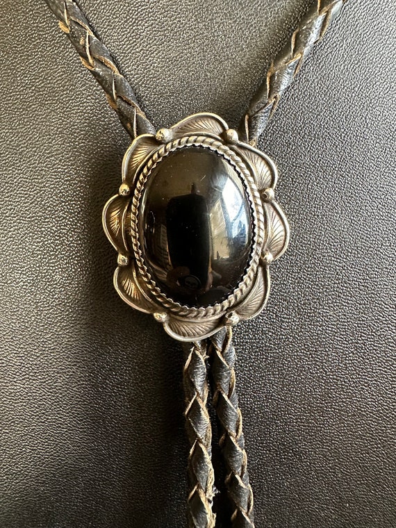 Sterling Silver and Onyx Bolo Tie - image 3