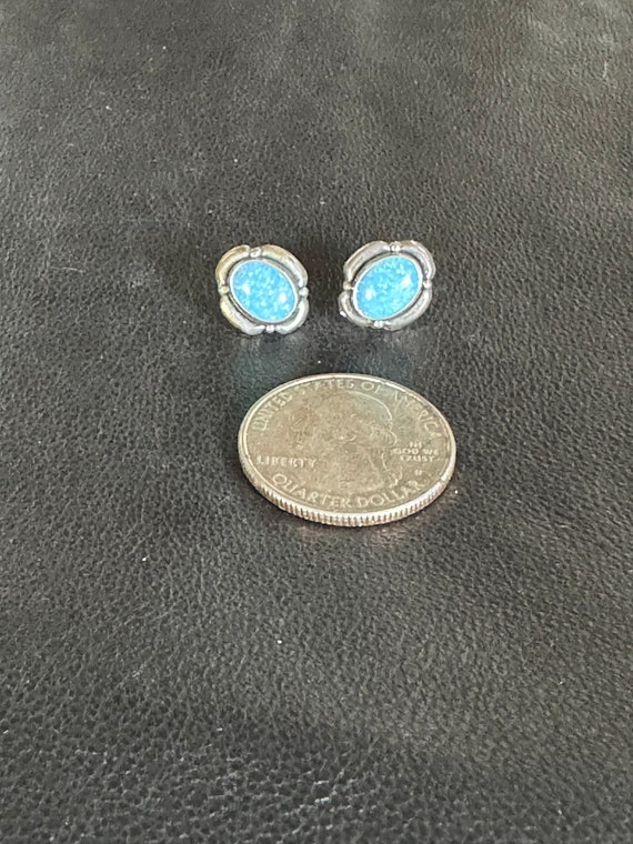 Sterling Silver Opal Stud Earrings mbc - image 2