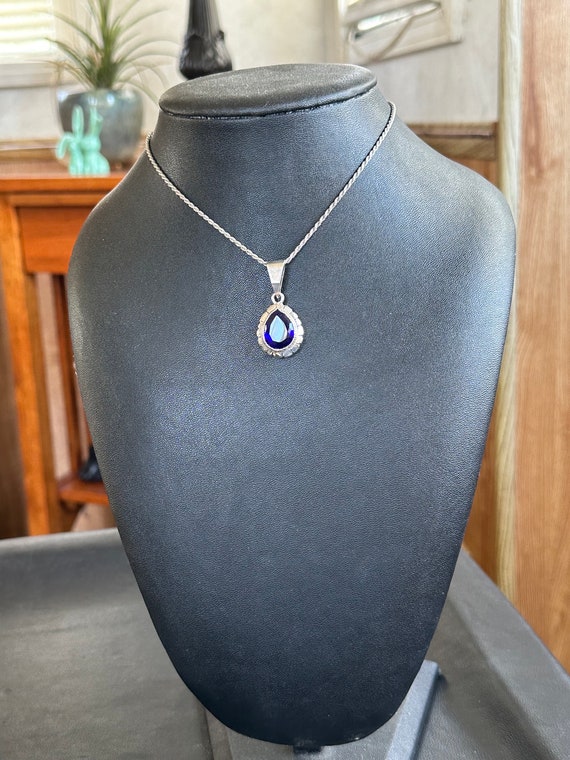 Sterling Silver and Purpke Glass Pendant - image 4
