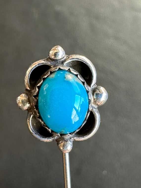 Sterling Silver and Turquoise Stick Pin - image 3