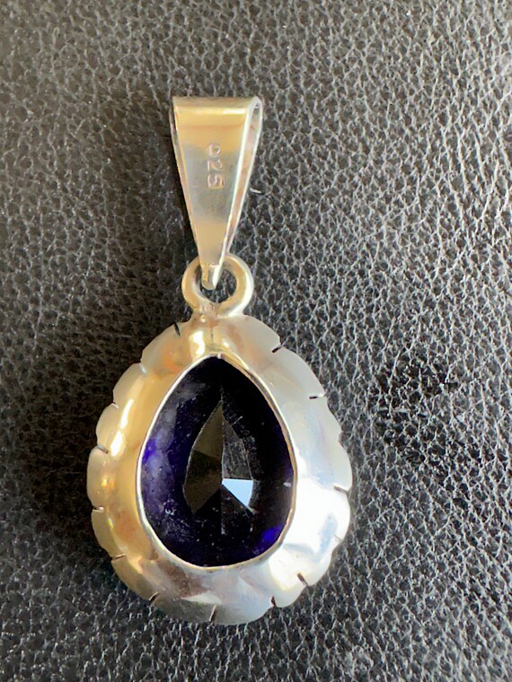 Sterling Silver and Purpke Glass Pendant - image 2