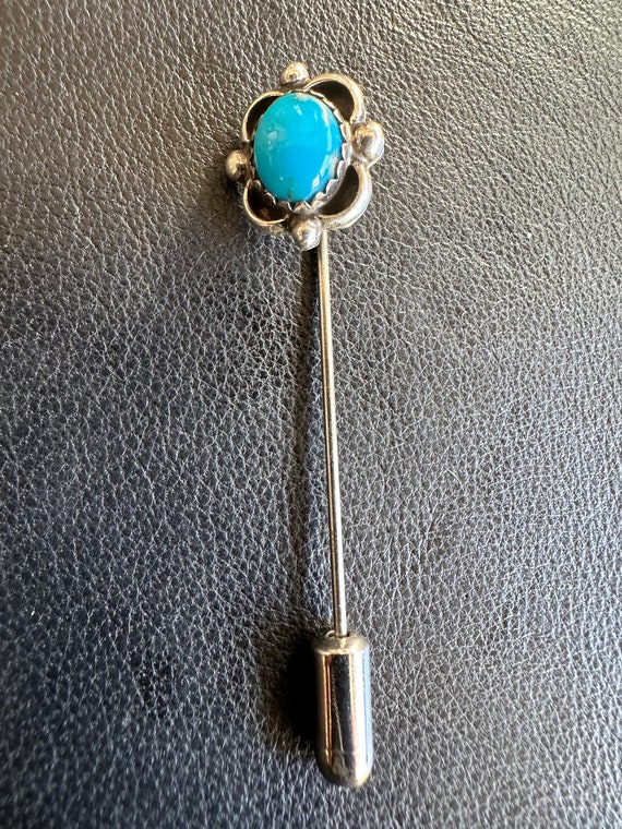 Sterling Silver and Turquoise Stick Pin - image 4