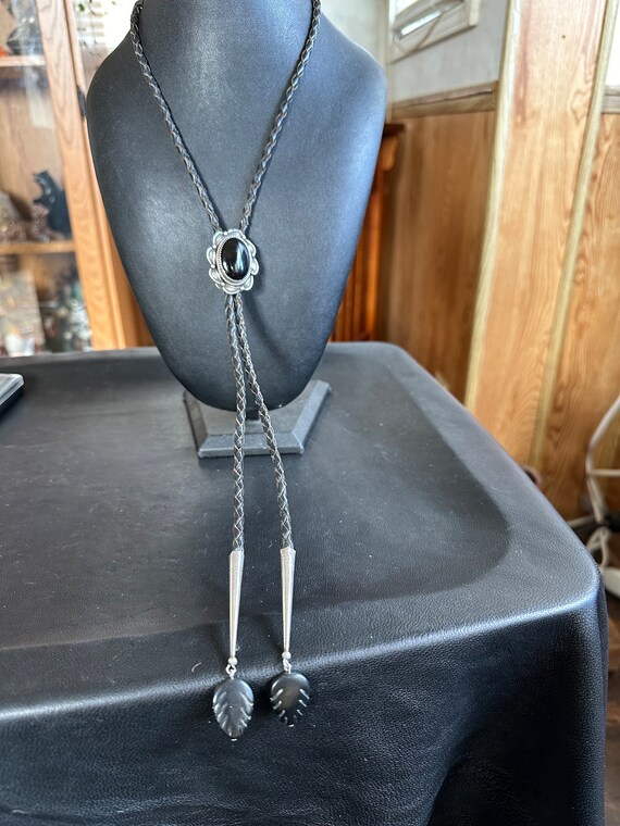 Sterling Silver and Onyx Bolo Tie - image 9