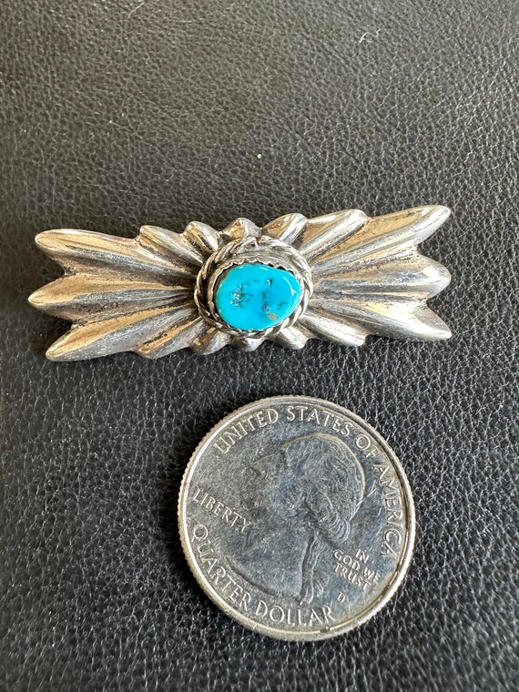 Sterling Silver and Turquoise Navajo Pin - image 2